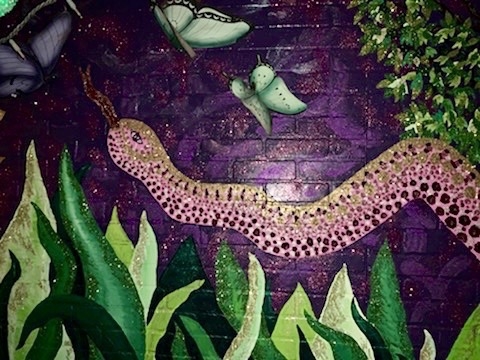 Mural Portion Part I - Snake Chasing Butterfies 